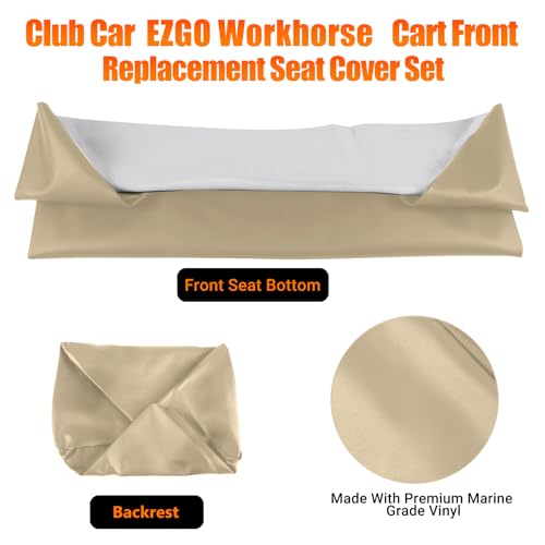 Golf Cart Front Seat Covers Staple On Replacement for EZGO Workhorse Golf Cart Seat Beige Micro Fiber Leather Seat Cover - color: Beige, size: EZGO Workhorse