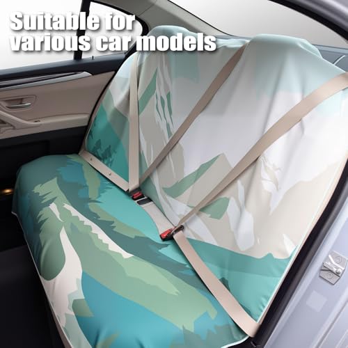 Hahafelt Back Seat Cover with Storage Bag, Moisture Wicking Rear Bench Towel Backseat Cover Nonslip Rear Seat Protector for Cars SUV Van Truck, Post Gym Workout Surfing Running Hiking Beach(Yosemite)