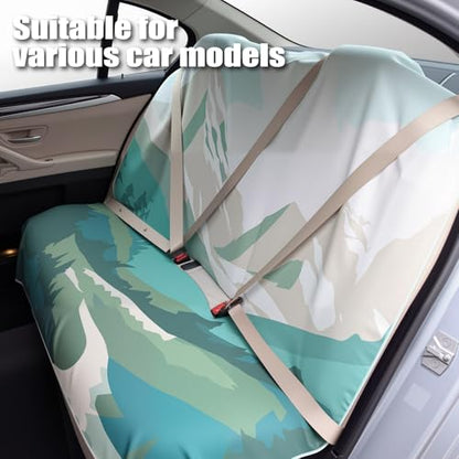 Hahafelt Back Seat Cover with Storage Bag, Moisture Wicking Rear Bench Towel Backseat Cover Nonslip Rear Seat Protector for Cars SUV Van Truck, Post Gym Workout Surfing Running Hiking Beach(Yosemite)