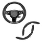 Amiss Nappa Leather Steering Wheel Cover, 2PCS Segmented Wheel Protector, Universal 99% Car Wheel Cover (Black) - color: black