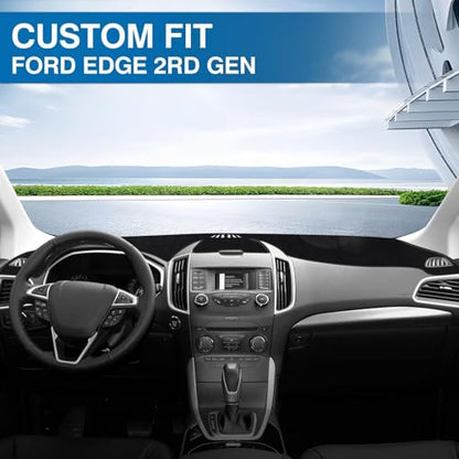 KUST Black Dash Cover Compatible with 2015-2025 2026 Ford Edge Dashboard Cover Accessories for Edge Non-Slip Polyester Dashboard Mat Custom Fit Center Console Sunshield Protector No Glare - size: 59.2''×18.8'' (Ford Edge 15-26)
