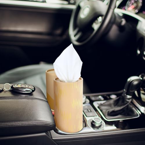 12 Pack Car Tissue Cylinder Holder Bulk with 3 Ply Facial Tissues, Round Napkin Holders for Car Cup Holder Cylinder Travel Paper Tubes Bulk Round Napkin Boxes Packs(Modern Gold Line) - style: Modern Gold Line