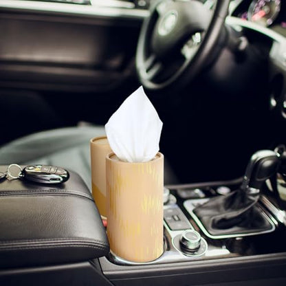 12 Pack Car Tissue Cylinder Holder Bulk with 3 Ply Facial Tissues, Round Napkin Holders for Car Cup Holder Cylinder Travel Paper Tubes Bulk Round Napkin Boxes Packs(Modern Gold Line) - style: Modern Gold Line