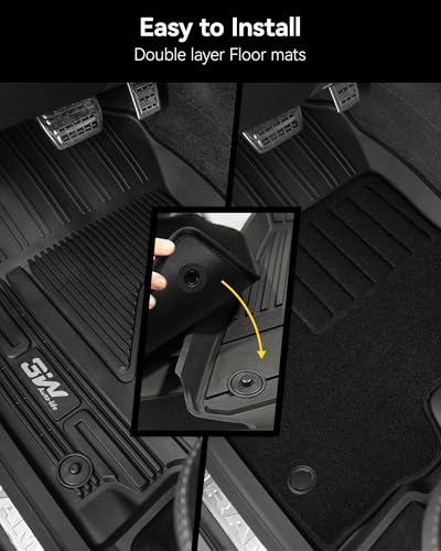 3W Floor Liner & Carpet Top Bundle for 2019-2024 Dodge Ram 1500 Crew Cab (New Body/Without Storage) All-Weather 1st & 2nd Row TPE Mats Set, Not for Classic Models - size: 19-24 Ram 1500 w/o Storage Floor Mats & Carpet