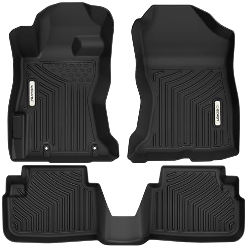OEDRO Floor Mats for 2018-2023 Subaru Crosstrek / 2018-2023 Impreza, Custom Fit for Subaru Crosstrek Accessories TPE All Weather Waterproof Car Floor Mats, Black - size: 2018-2023, style: 1st & 2nd Row