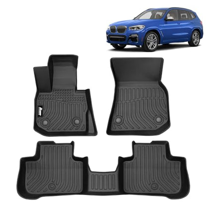 FREEMOTOR802 Compatible with 2018-2024 BMW X3 G01 X3M F97 & 2019-2025 BMW X4 G02 X4M F98 Floor Mats, Black 3D Molded Carpets Liner 1st 2nd Row 3PC TPE All Weather Protector - size: For BMW X3 G01 2018-2024 & BMW X4 G02 2019-2025