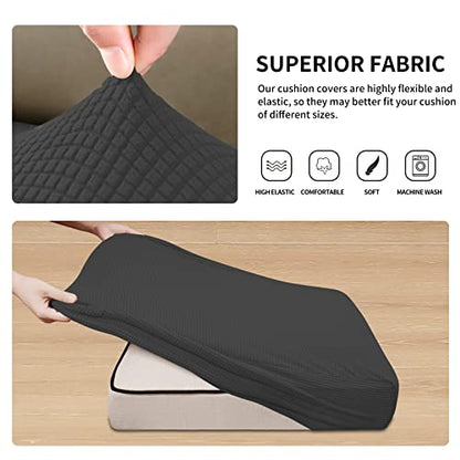 Easy-Going Stretch Individual Loveseat Couch Cushion Cover Sofa Cushion Furniture Protector Sofa slipcover Soft Flexibility with Elastic Bottom (2-piece Loveseat Cushion Cover, Dark Gray) - color: Dark Gray, size: 2-piece