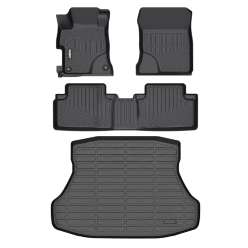 GINOWY-Floor Mats & Cargo Liner for Honda Civic 2012-2015 Civic & Civic Si Only Sedan (Not Coupe) TPE All Weather Civic Car Mats Non-Slip Trunk Mat Floor Liners Waterproof Accessories Black - style: 14) for Honda Civic 2012-2015 Full Set
