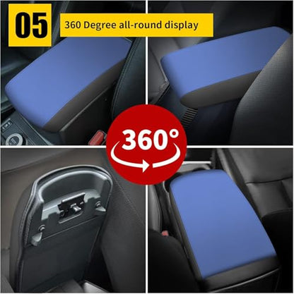 AOMSAZTO Console Covers for 2012-2015 Honda Civic Armrest Covers for Honda Civic Black with Blue Leather - color: blue