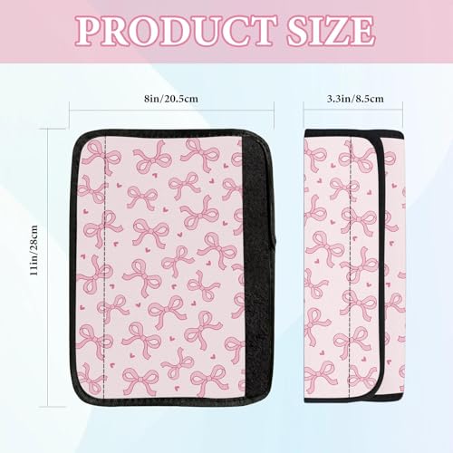 2 Pcs Seat Belt Cover for Kids, Pink Bow Car Seat Strap Pads for Children, Soft Car Seat Belt Cushion Pads for Girls Women Babies Adults - color: Pink Bow
