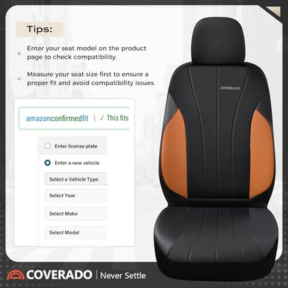 Coverado Car Seat Covers Full Set, Automotive Front and Rear Seat Covers, Leather Car Seat Covers Full Set 5 Seats, Airbag-Compatible, Brown Seat Covers for SUV Sedan Truck - color: Black-brown, size: FullSet