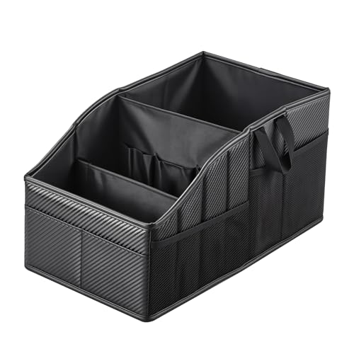 WHHMK Car Caddy, Easy to Clean Middle Seat Car Organizer for Kids, Support Up to 33 LB of Weight Car Front Seat Organizer, Captain Chairs Organizers for SUV Camper Van Tissues Toys Holder - color: Carbon fiber texture