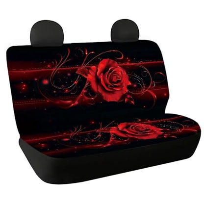 AFPANQZ 3D Red Rose Car Rear Seat Cover Non-Slip Stretch Universal Fit, Baby Dog Pets Work Back Seat Cover for Car Truck Van SUV Back Seats Cushion Protective Against Dirt & Pet Fur - color: 3D Red Rose