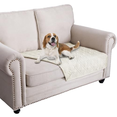 Ameritex Waterproof Blanket Reversible Dog Bed Cover Pet Blanket for Furniture Bed Couch Sofa - color: Ivory, size: 30x53 Inch (Pack of 1)