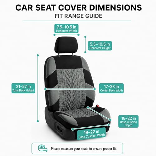 FH Group Front Set Premium Cloth Car Seat Covers for Low Back Car Seat with Removable Headrest, Universal Fit, Airbag Compatible Seat Cover for SUV, Sedan, Beige - color: Gray, style: Front Set