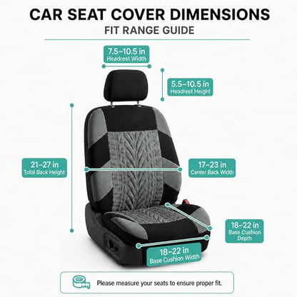 FH Group Front Set Premium Cloth Car Seat Covers for Low Back Car Seat with Removable Headrest, Universal Fit, Airbag Compatible Seat Cover for SUV, Sedan, Beige - color: Gray, style: Front Set