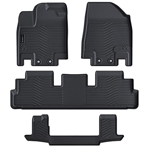 All Weather Floor Mats Fit for Pathfinder 7 Seat 2026 2025-2022 TPE Rubber Liners Set Pathfinder Accessories All Season Guard Odorless Anti-Slip Floor Mats 3 Row