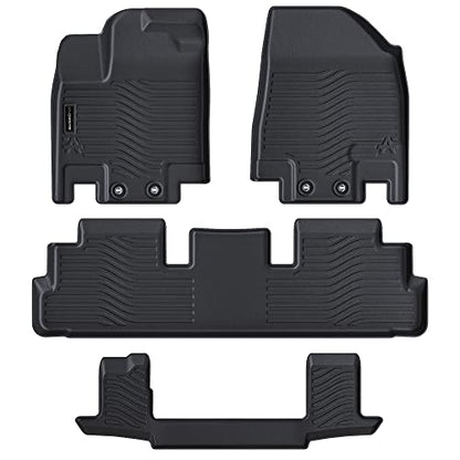All Weather Floor Mats Fit for Pathfinder 7 Seat 2026 2025-2022 TPE Rubber Liners Set Pathfinder Accessories All Season Guard Odorless Anti-Slip Floor Mats 3 Row