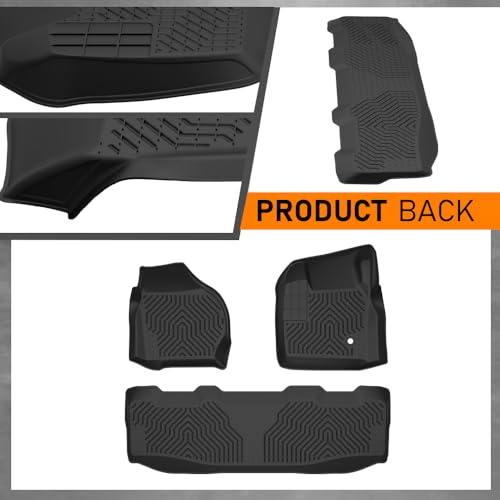 G-PLUS Floor Mats 3PCS Fit for Ford F250 F350 Super Duty Crew Cab Models 1999-2007,TPE Custom Fit All Weather Floor Liners 1st & 2nd Row Car Mats - size: 1999-2007|Fit F250 F350 Crew Cab|3Pcs
