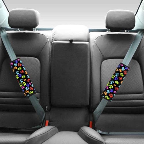 Dreaweet Colorful Dog Paw Print Seatbelt Covers Cute Car Accessories for Women Adults,2 Piece Seat Belt Cover Pad for SUV Car Trucks Sedan,Soft Auto Seat Belt Cover Seatbelt Shoulder Pad Cushions