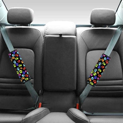 Dreaweet Colorful Dog Paw Print Seatbelt Covers Cute Car Accessories for Women Adults,2 Piece Seat Belt Cover Pad for SUV Car Trucks Sedan,Soft Auto Seat Belt Cover Seatbelt Shoulder Pad Cushions