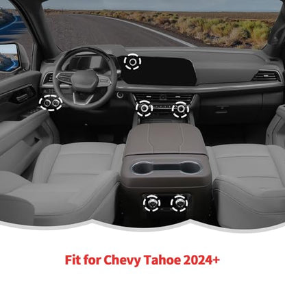RT-TCZ Center Console Switch Knob Button Cover AC Radio Switch Knob Cover Trim Interior Accessories for Chevrolet Chevy Tahoe 2024 2025,7PCS (Silver) - color: Silver