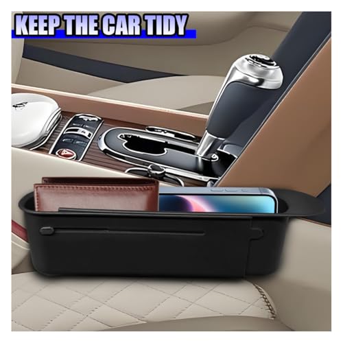 YoRise Car Seat Gap Filler, Multifunctional Car Seat Organizer, Phone Holder Between Seats & Console, Automotive Storage Box Accessories for Keys, Sunglasses, Cards, Phones (Black) - color: Black