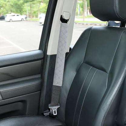 Amooca Soft Automotive Seat Belt Cover Seatbelt Shoulder Pad Neck Protector Cushions Universal Fit SUV Trucks Backpack Light Grey Extra Long 15.7in - color: Light Grey, size: 15.7in-1pc