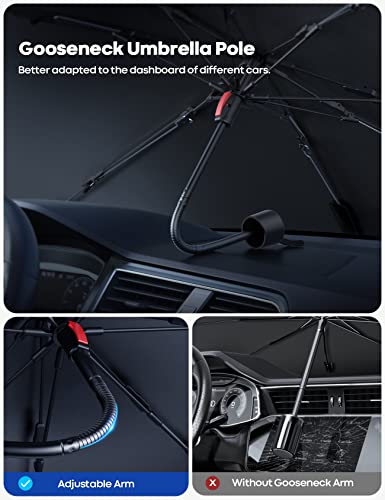 Lamicall Car Windshield Sunshade Umbrella - Foldable Car Windshield Sun Shade Cover, 5 Layers UV Block Coating, 52"x31" Front Window Heat Insulation Protection, for Auto Sedan, SUV Windshield - size: 52"x31"