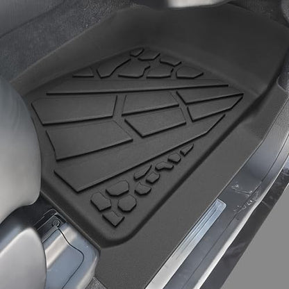 KARPAL Floor Mats for 2007-2013 Chevy Silverado & GMC Sierra 1500 Crew Cab / 2007-2014 2500/3500 HD(Footwell Coverage), All-Weather TPE Custom Fit Floor Liners Car Accessories - style: 2007-2013 | For Chevy Silverado Crew Cab| 1st & 2nd Row