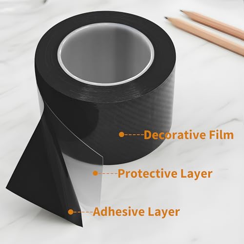 Door Sill Protectors for Vehicles, 2.76 Inch x 33 Ft Carbon Fiber Car Door Sill Protector Tape with Anti-Collision for Front and Rear Bumper, Car Door Edge Guards Universal for Most Vehicles
