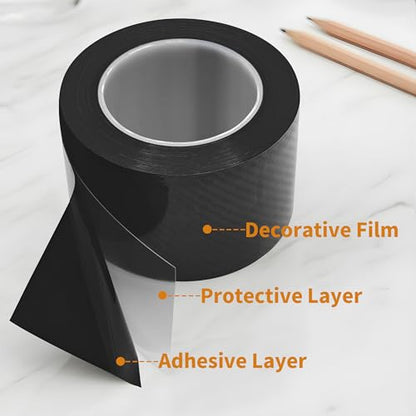 Door Sill Protectors for Vehicles, 2.76 Inch x 33 Ft Carbon Fiber Car Door Sill Protector Tape with Anti-Collision for Front and Rear Bumper, Car Door Edge Guards Universal for Most Vehicles