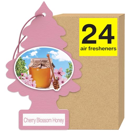 LITTLE TREES Car Air Freshener | Hanging Tree Provides Long Lasting Scent for Auto and Home | 24 Air Fresheners |Cherry Blossom - size: 4 Count (Pack of 6)