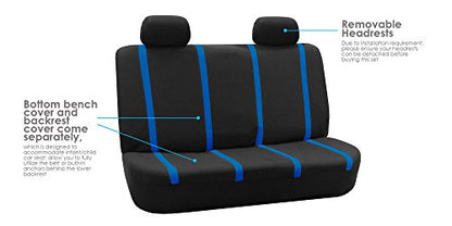 FH Group Car Seat Covers Rear Set Cloth - Car Seat Covers with Removable Headrest,Universal Fit,Automotive SeatCovers,Washable Car SeatCover for SUV,Sedan,Van Blue - color: Blue, size: Rear Set