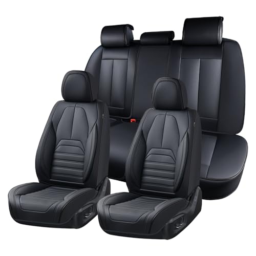 Coverado Car Seat Covers Full Set, Black Seat Covers for Cars, Automotive Seat Covers, Waterproof Nappa Leather Front Seats and Back Car Seat Protector, Universal Fit for Most Cars SUV Trucks - color: Black-A, size: FullSet