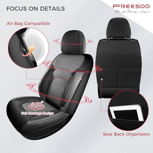 FREESOO Car Seat Covers Front Seats 2PCs,Waterproof Automotive Seat Covers, Leather Cars Interior Covers, Seats Protection Universal fit Babies & Adult (BlackGrey) - color: Black Grey, size: 2 Pcs Front Seat