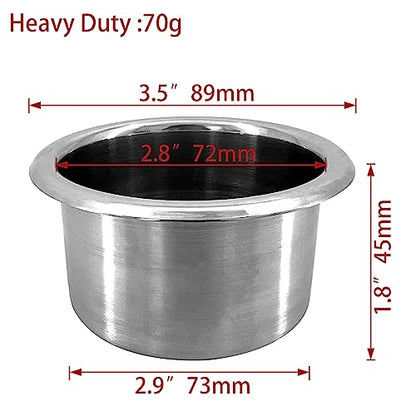 ISURE MARINE 2Pcs 3" Stainless Steel Drop-in Anti-Spill Cup Holder with Non-Slip Washer,Heavy Duty Poker Table Cup Holder Inserts Fits Standard Soda Can for Desk, Boats, RV Cars & Trucks