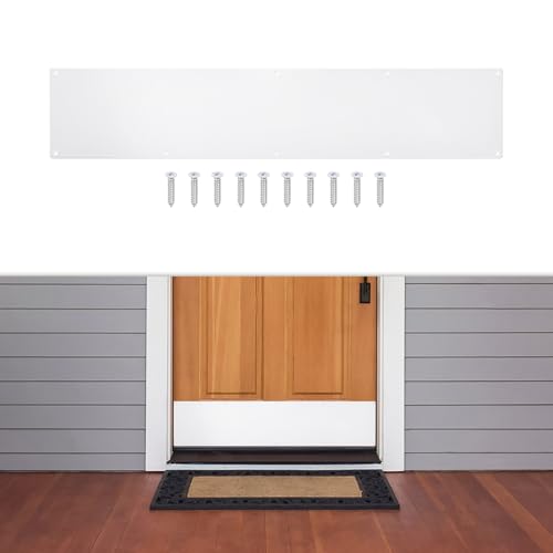 1 Pcs Door Kick Plates - 8 x 34 Inches Kick Plates for Exterior Interior Doors, 1.5mm (1/16 Inch) Thickness Rectangular Aluminum Door Push Plate (White) - color: White, size: 8 x 34 Inch