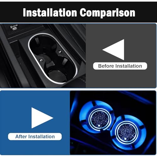 2PCS LED Car Cup Holder Lights, Light up Car Coasters for Cup Holders 7 Colors Changing USB Charging Mat Waterproof Cup Pad, Car Gifts for Men & Women