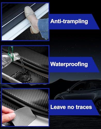 Door Sill Protectors for RAM 2500 & Silverado 2500 HD, Carbon Fiber Leather Front/Rear Door Sill Sticker for Dodge RAM 2500 & Chevy Silverado 2500 Accessores 2012-2024 2025(White)