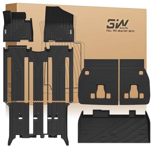 3W Floor Mats & Seatback Mats & Cargo Liner for Kia-Carnival 2022-2026（Only Fit Gas）,Custom Fit All Weather TPE Full Set Floor Liner Trunk Mat with Backrest Mats Accessoires, Black - size: 1.For Kia Carnival Gas| 25-26 | Full Set