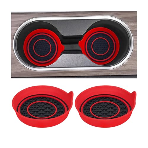 Mandark Car Cup Holder Coaster, 2.75 Inch Non-Slip Vehicle Cup Holder Insert Mats, Dustproof Automotive Interior Console Cup Insulated Pads Accessories, Universal for SUV, Sedan, Truck (Red) - color: Red