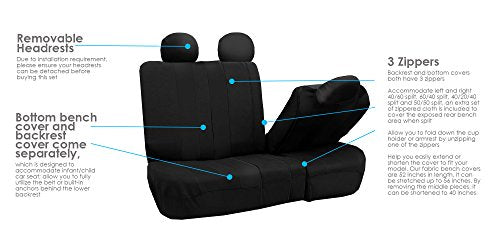 FH Group Striking Striped Car Seat Covers Full Set, Airbag and Split Ready with Carpet Floor Mats – Universal Fit for Cars Trucks & SUVs- Black