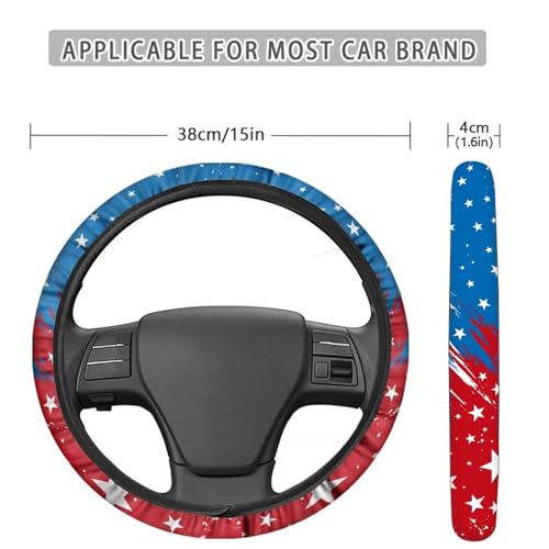AFPANQZ 4th of July Steering Wheel Cover for Cars Universal Fit 14 to 15 inch, American Pattern Car SUV Sedans Accessories Steering Wheel Protection Sweat Absorption - color: American Pattern