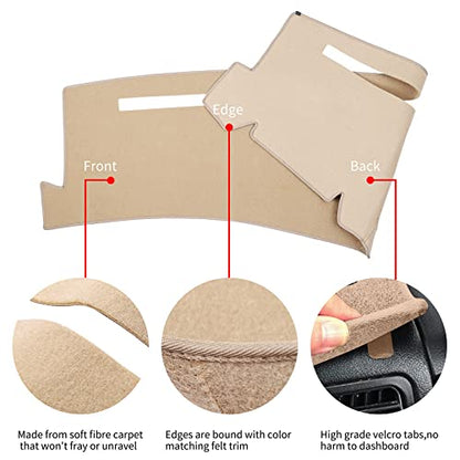 Dashboard Cover for Chevrolet Silverado 1500 2500 3500 1999-2006 Avalanche Chevy Tahoe Suburban GMC Sierra Yukon Dash Cover Mat(Premium Carpet, Beige) - color: Beige