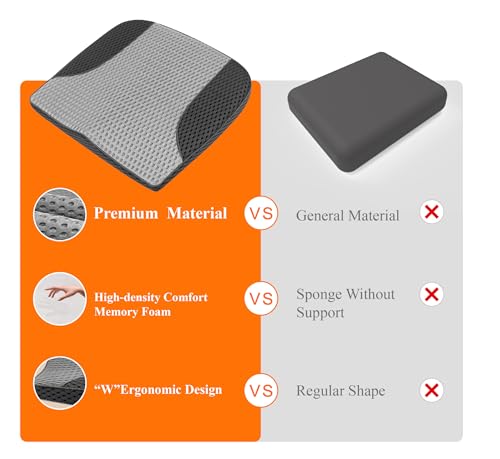 kingphenix Premium Car Seat Cushion, Memory Foam Driver Seat Cushion to Improve Driving View- Coccyx & Lower Back Pain Relief - Seat Cushion for Car, Truck, Office Chair (4D Mesh Gray & Black) - color: 4d Mesh Gray & Black