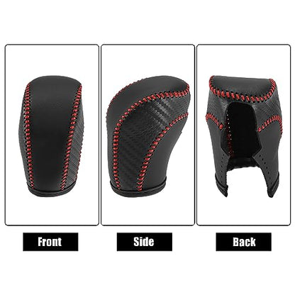 X AUTOHAUX Car Faux Leather Gear Shift Knob Cover for Volkswagen Jetta Tiguan 2011-2019 Passat Beetle 2012-2019 Atlas 2018-2019 CC 2013-2017 Red Line - color: Red