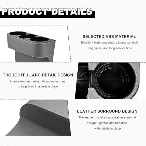 Car Seat Gap Filler Organizer, Multifunctional Auto Console Side Storage Box with Cup Holder, Universal PU Leather Cup Holder Front Seat Crevice Filler for Car Truck SUV (Gray)