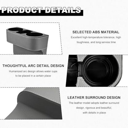 Car Seat Gap Filler Organizer, Multifunctional Auto Console Side Storage Box with Cup Holder, Universal PU Leather Cup Holder Front Seat Crevice Filler for Car Truck SUV (Gray)
