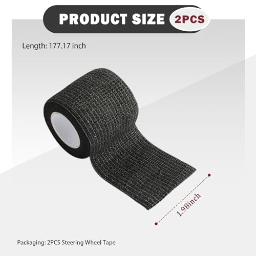 2PCS Steering Wheel Wrap Sweat-Absorbing Anti-Slip,14.76Ft Self-Adhesive Steering Wheel Tape for Improved Grip and Driving Comfort,Universal Car Wheels Cover Car Accessories